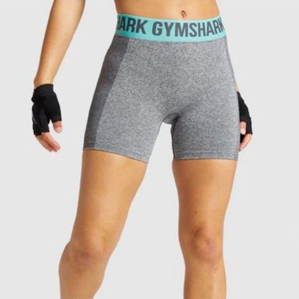 Gymshark Flex Seamless Compression Shorts 5” Womens M Heather Gray Stretch Gym